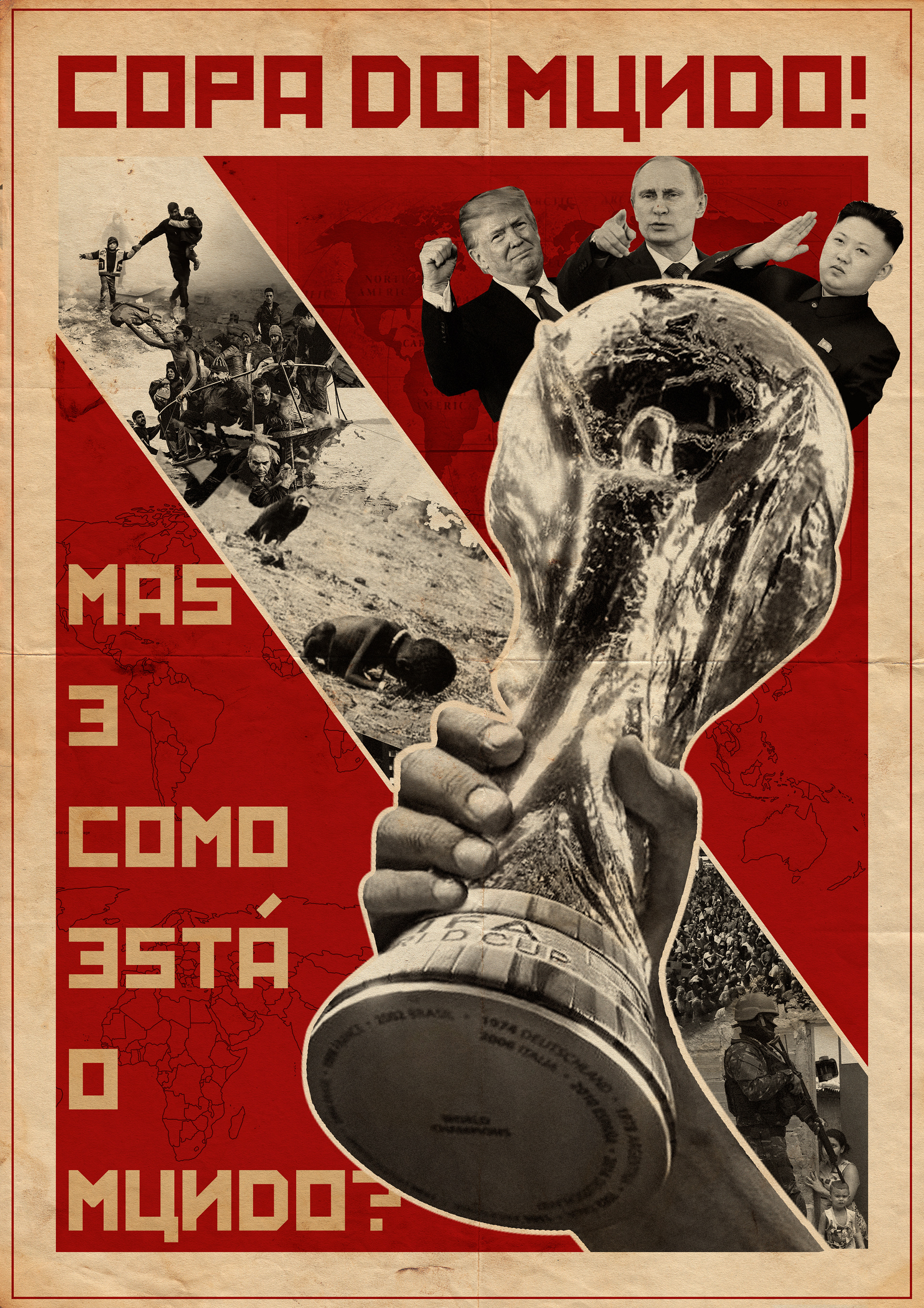 Cartaz utilizando o Construtivismo Russo como inspiração e utilizando assuntos atuais (2018) [Trabalho Acadêmico]