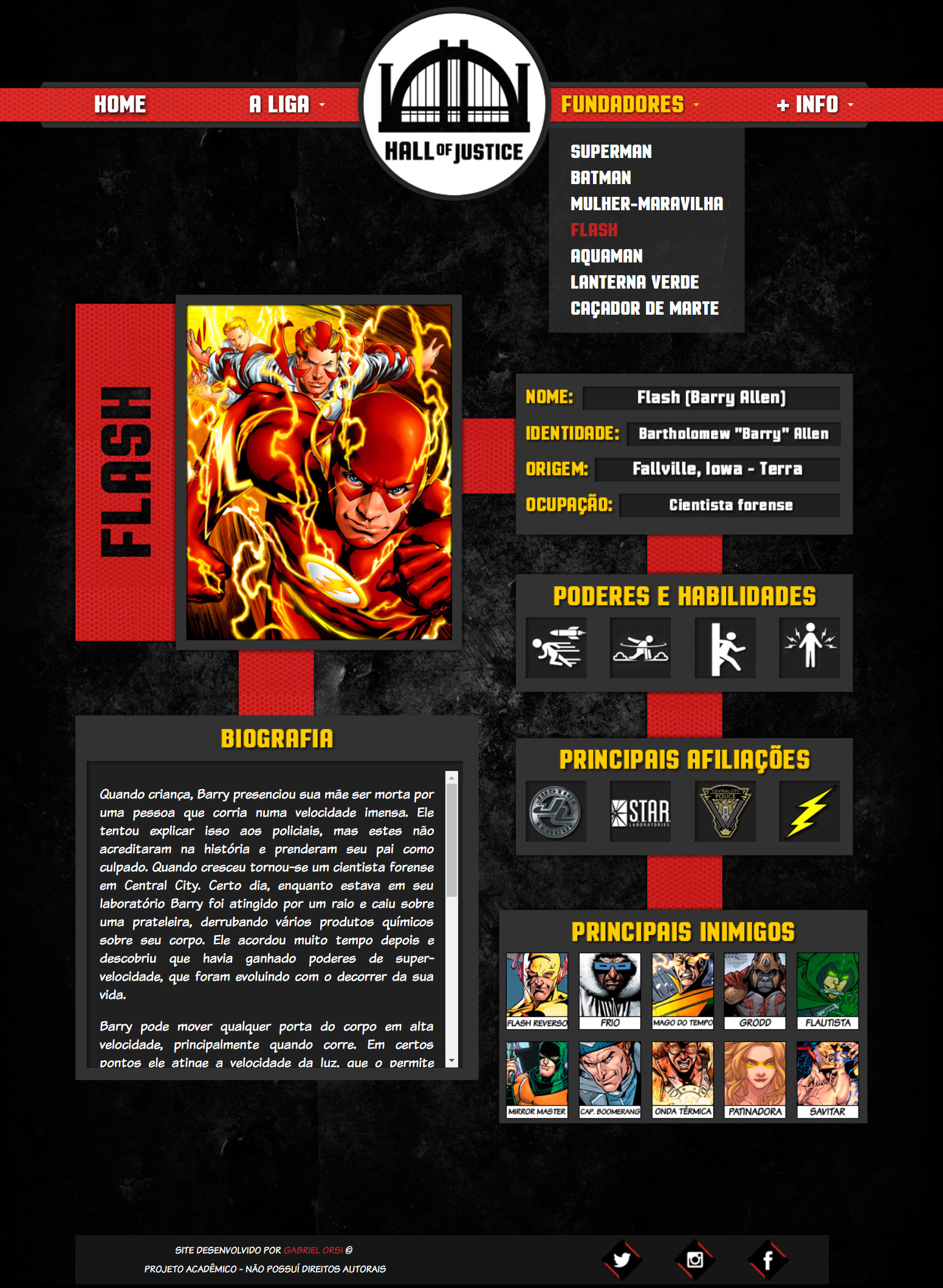 Proposta de Layout para um site sobre a Liga da Justiça (Fundadores))