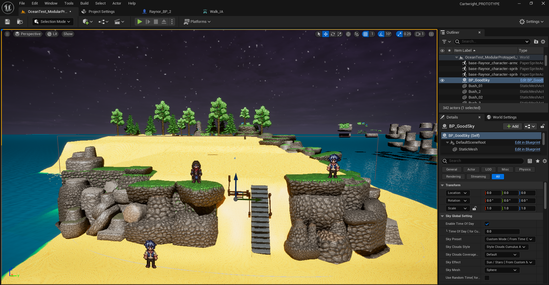 Night sky with both sprite versions of Raynor