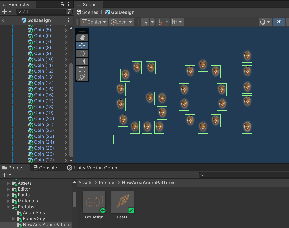 Go! Acorn Pattern in Unity PreFab Editor