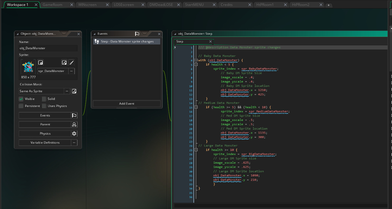 Data Monster script to change size according to player progression