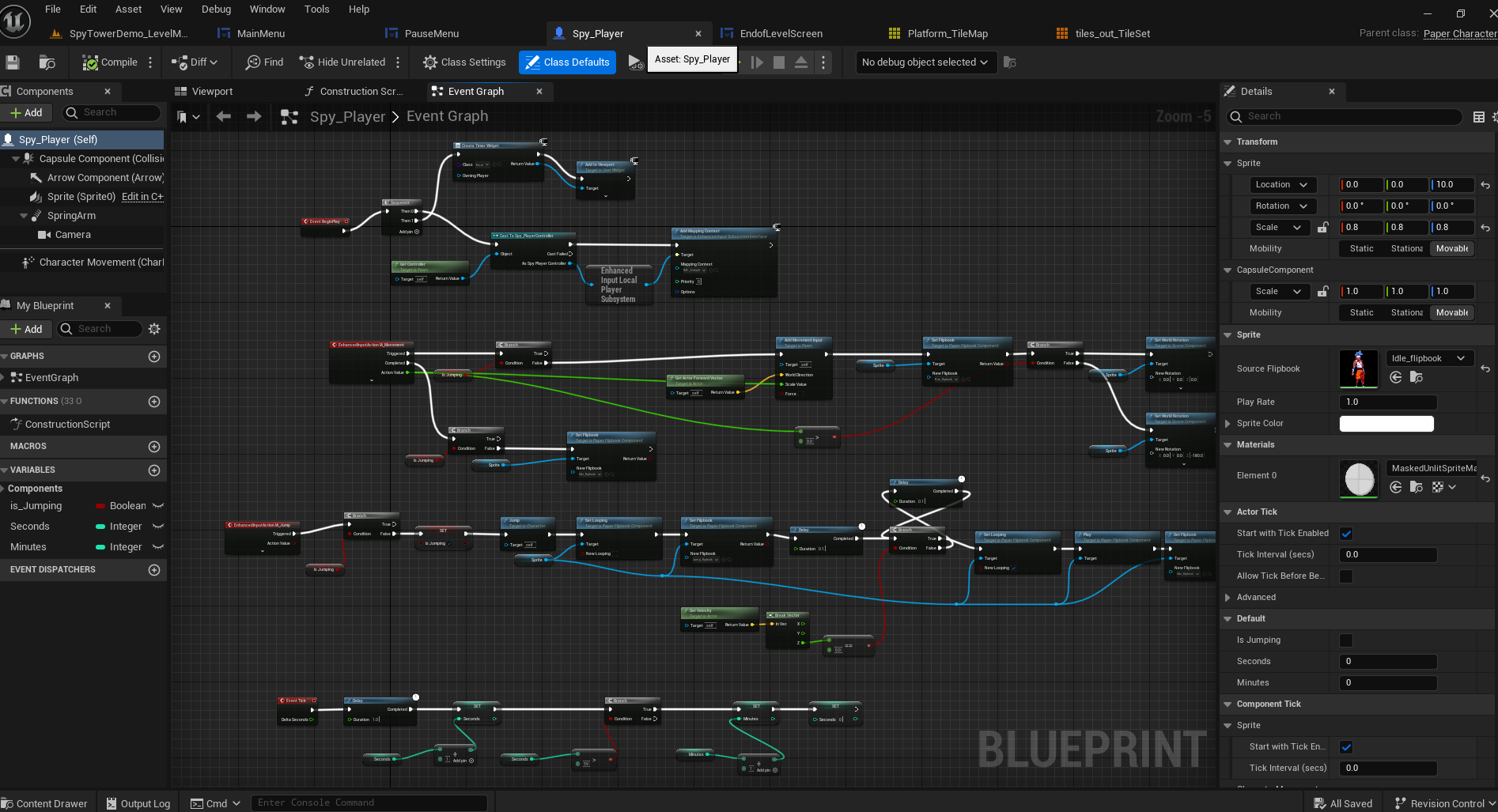 Spy Player Event Graph Blueprints