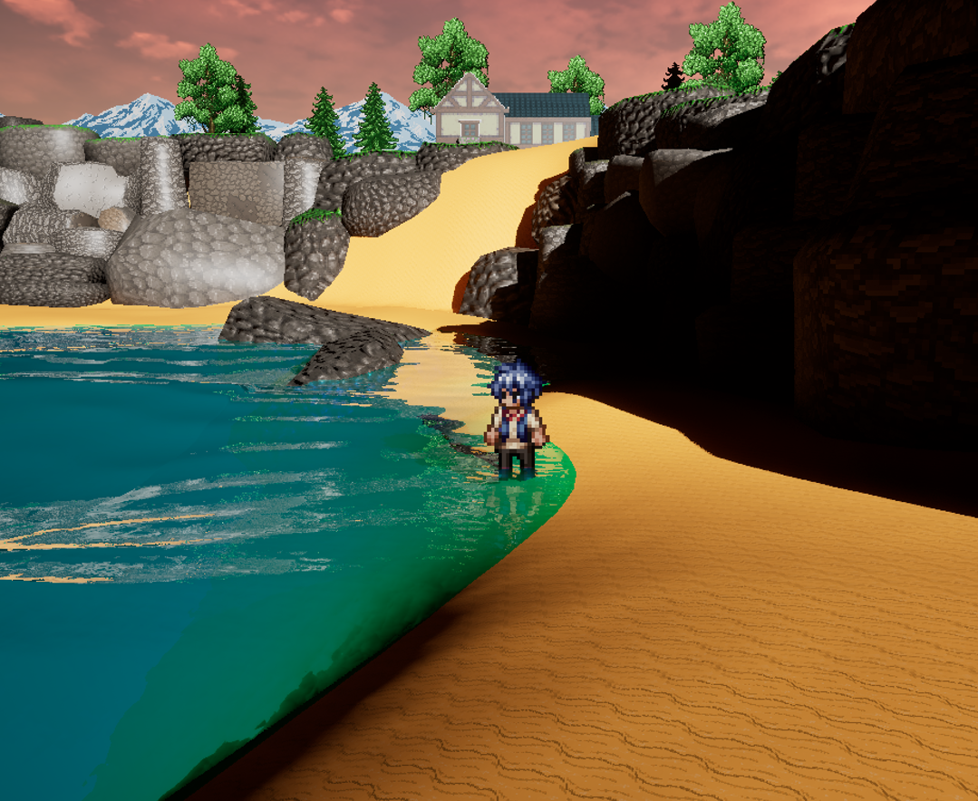 Raynor on the west shore, showing collision and ability of sprite to go in water