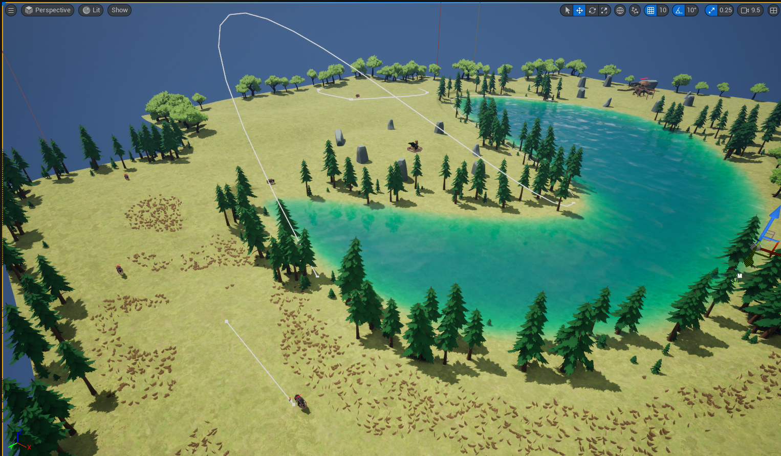 View of AI Griffin Level Design Placement