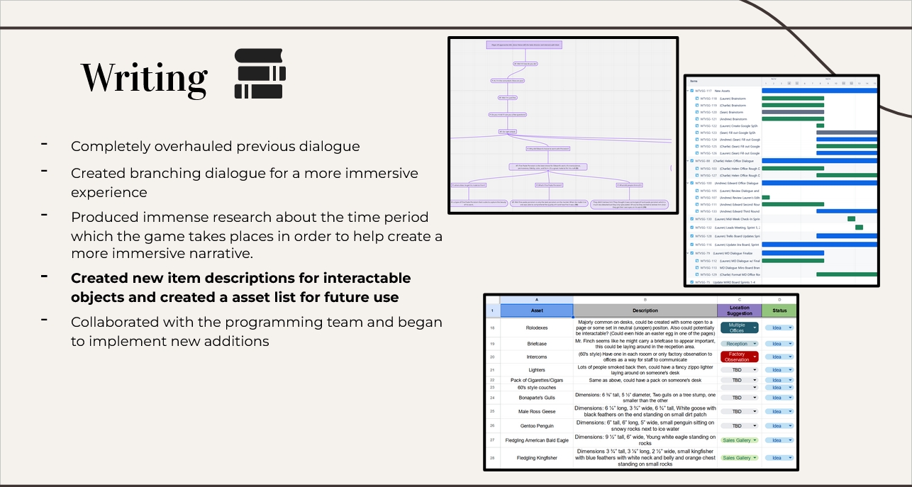 Final Studio Presentation, Writing Team Slide