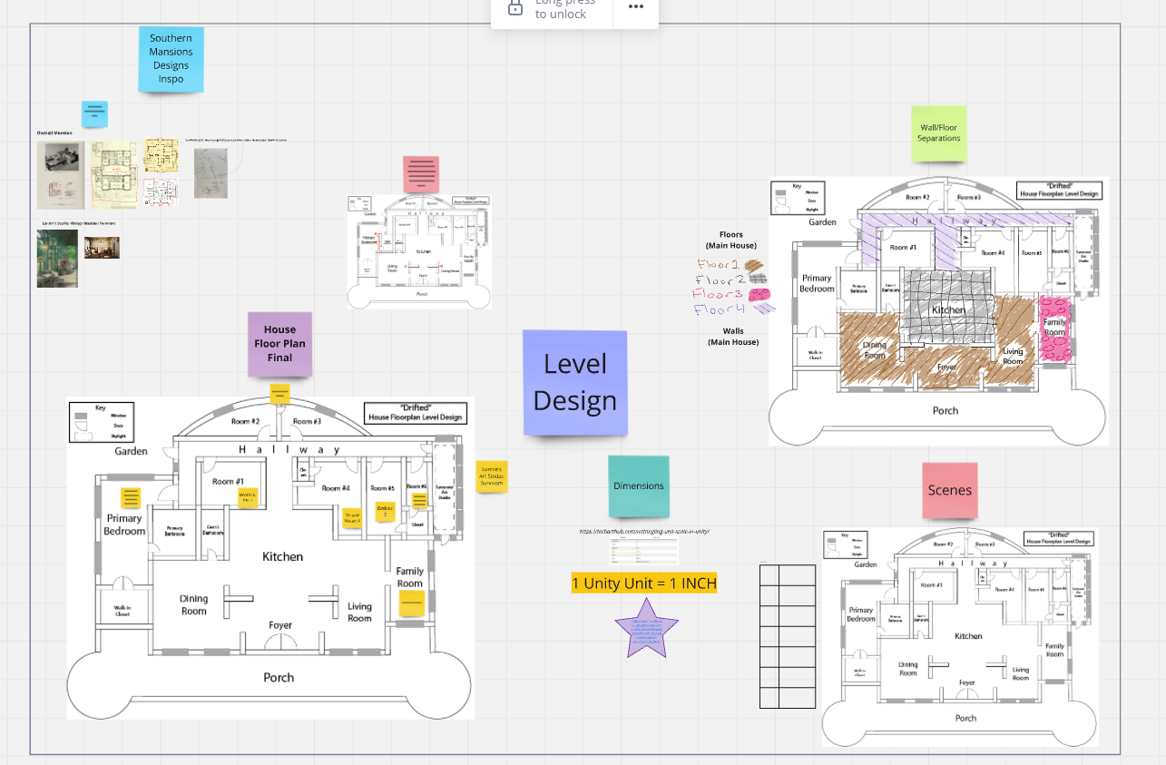 My Miro Board documentation of level design elements