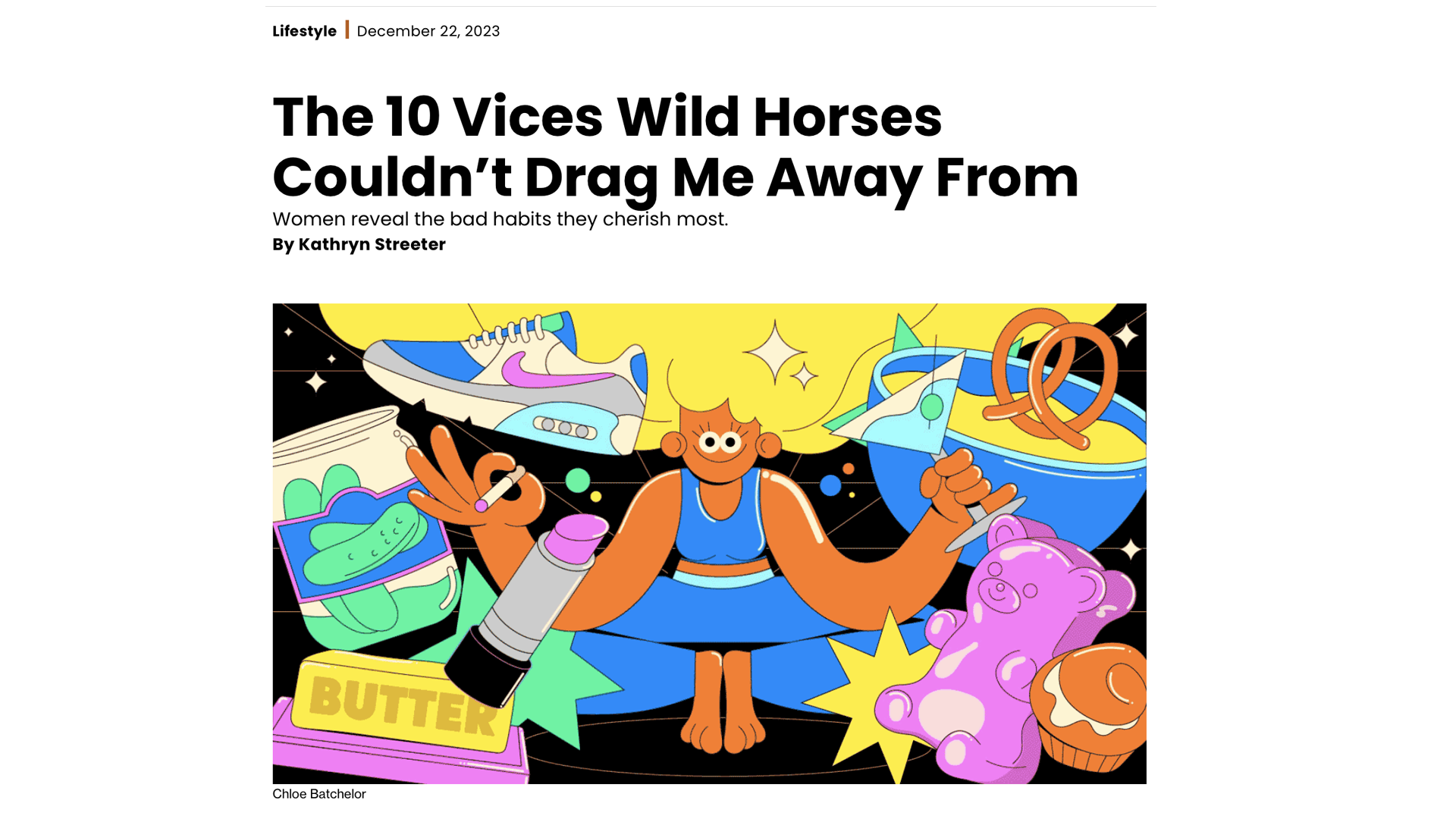 screenshot of editorial illustration, in lifestyle magazine.