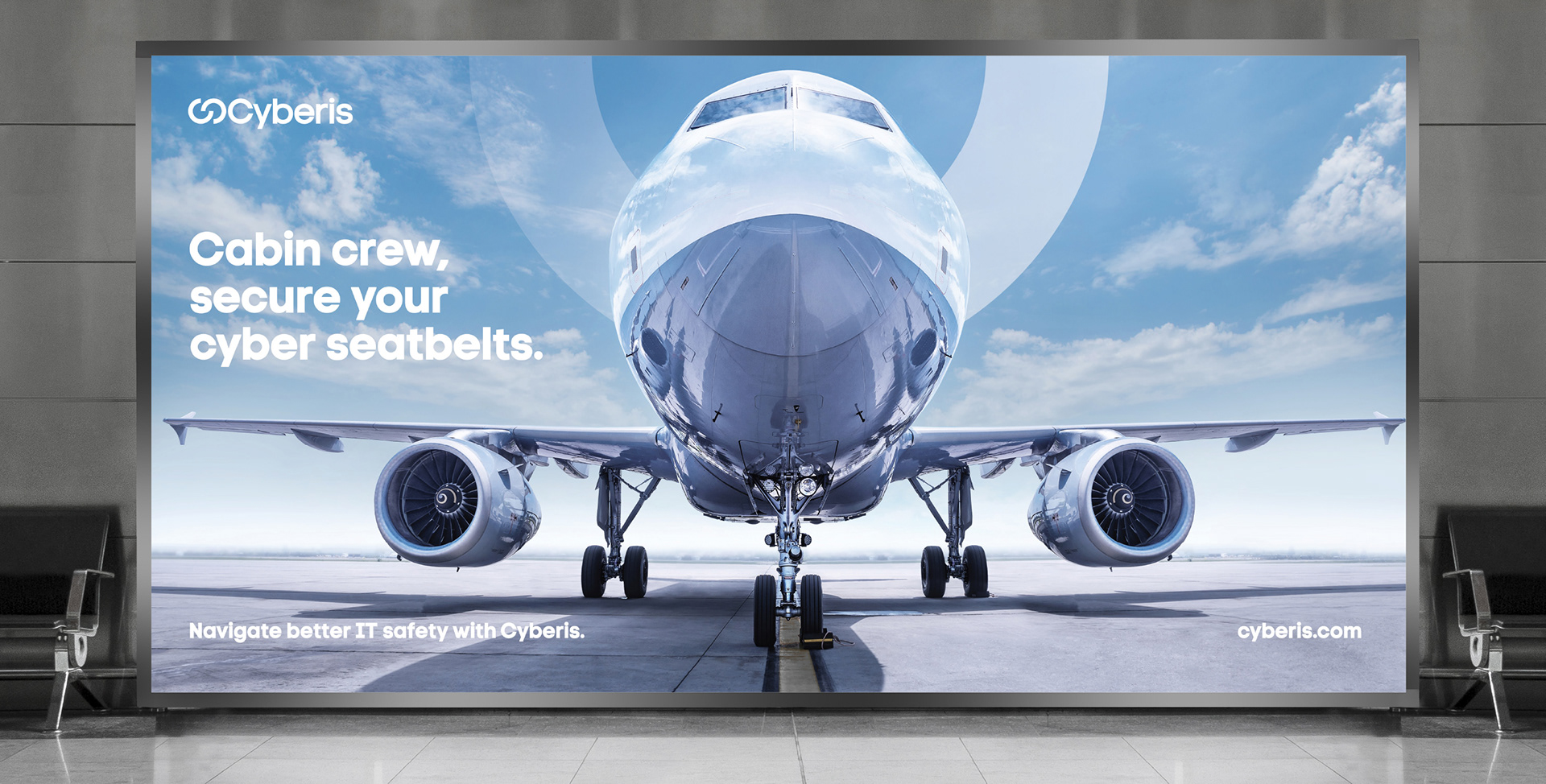 Cyberis advertising style using the arc graphic with photography