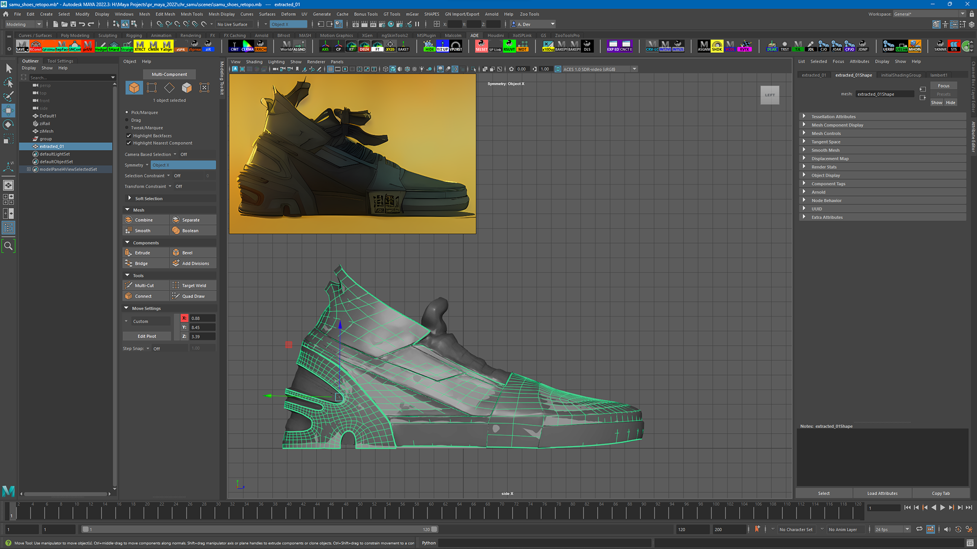 Subdivision modeling and low-poly version in MAYA