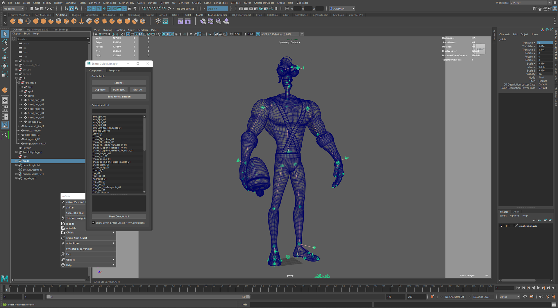 rigging for pose with mGear