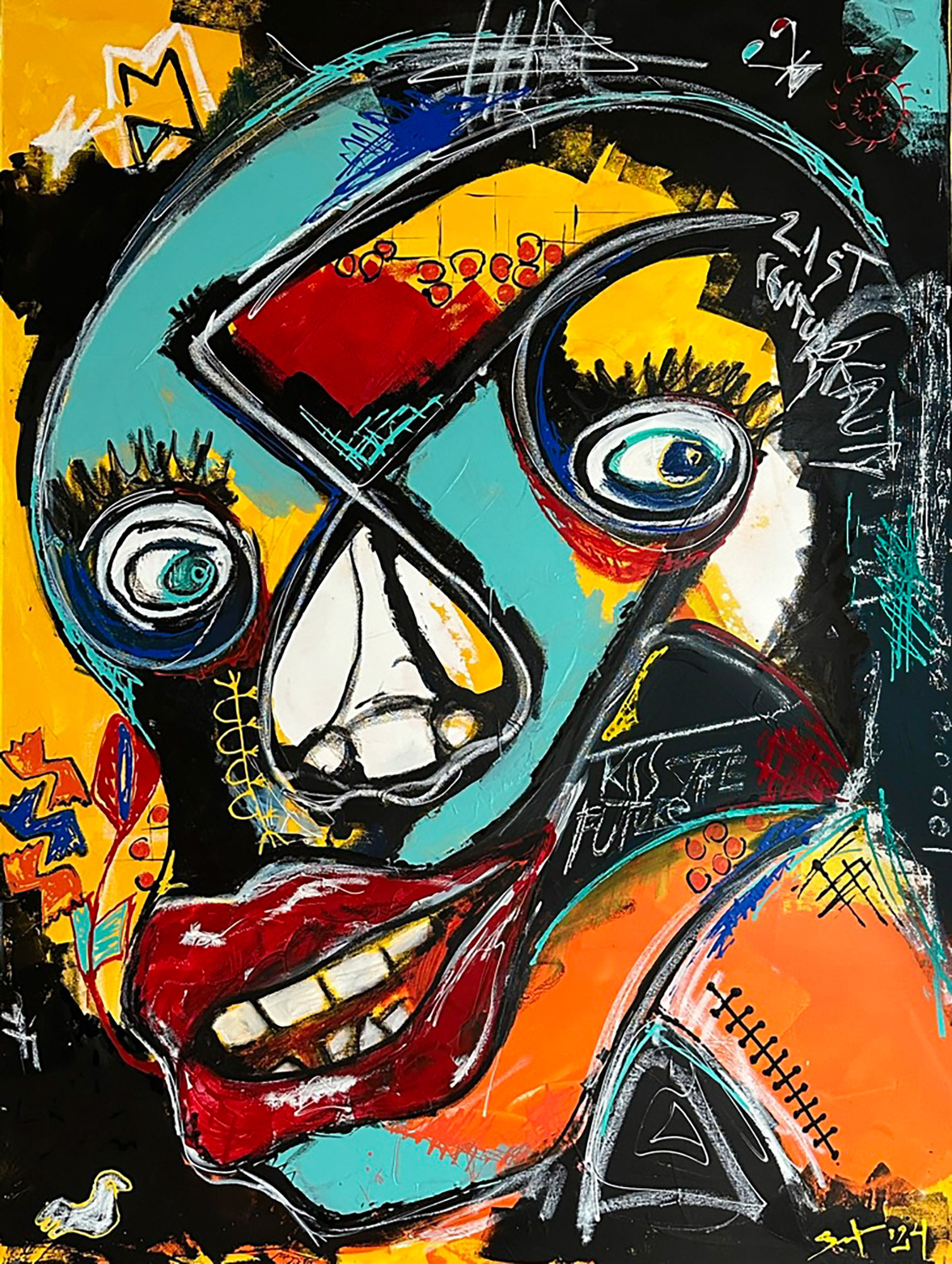 Kiss of the Future, 2024 /36”x48” / Mixed Media / Sold – Private Collection