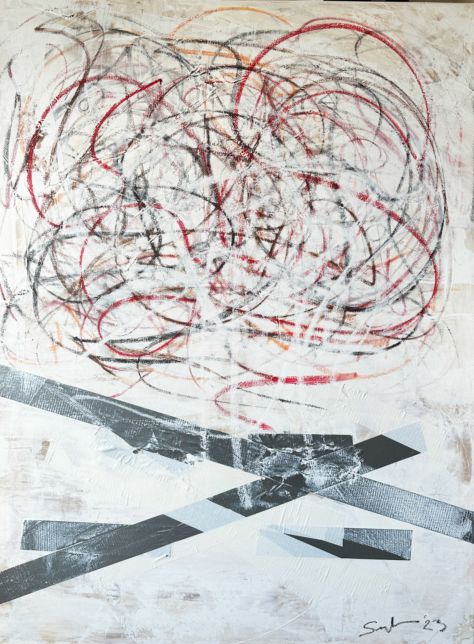 “Silence I: Call of the Struggle", 2023 / 30'x40' / Mixed Media 