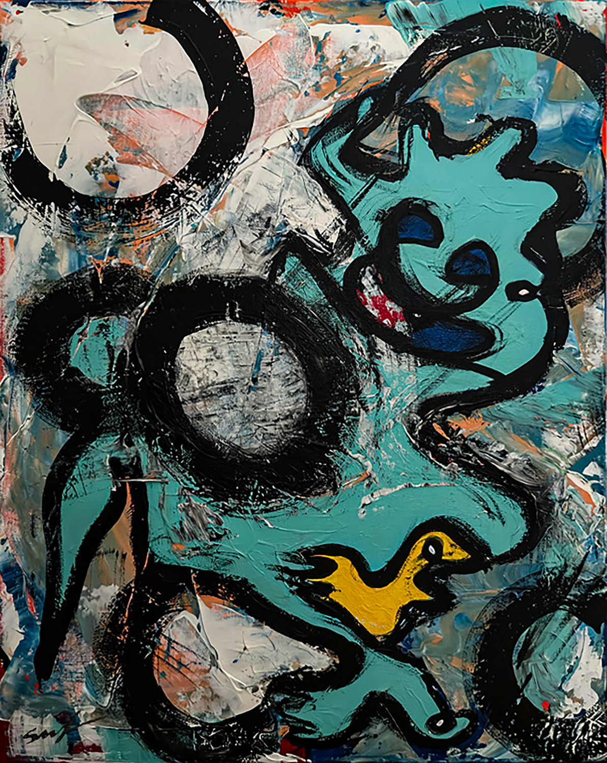 "LITTLE YELLOW BIRD", 2019 / 16x20' / Acrylic on canvas / Sold – Private Collection