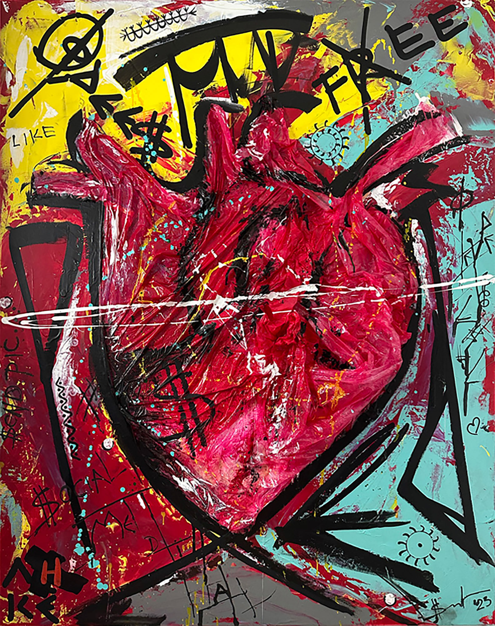 "HEARTBEAT", 2023 /48x60' / Collage-Mixed media