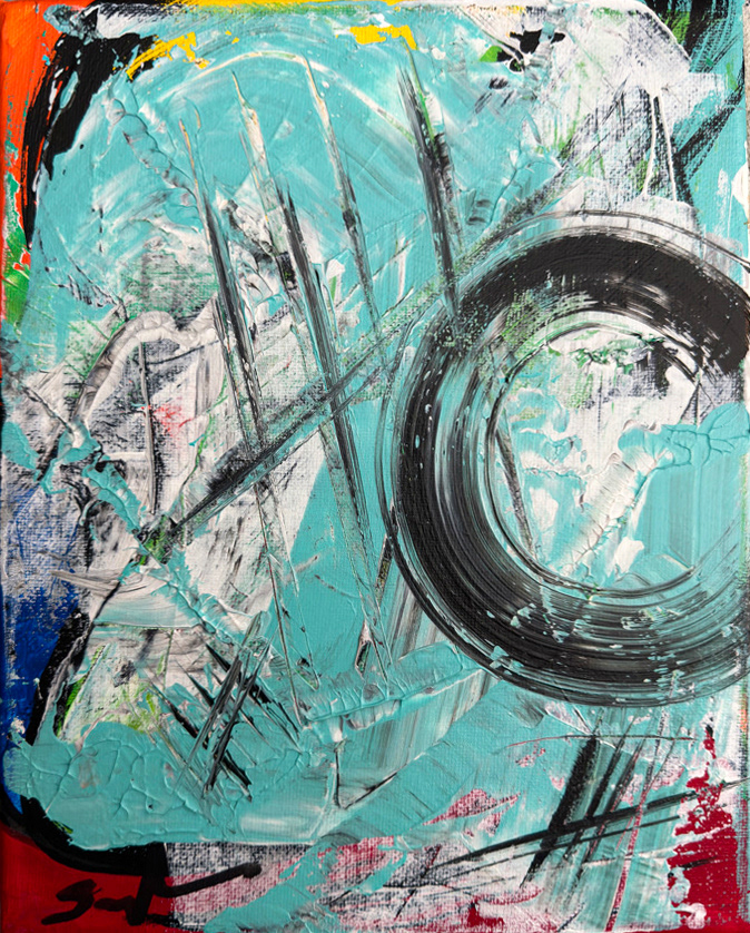 "Circle And Lines" 2019 / 10x8' / Acrylic on canvas