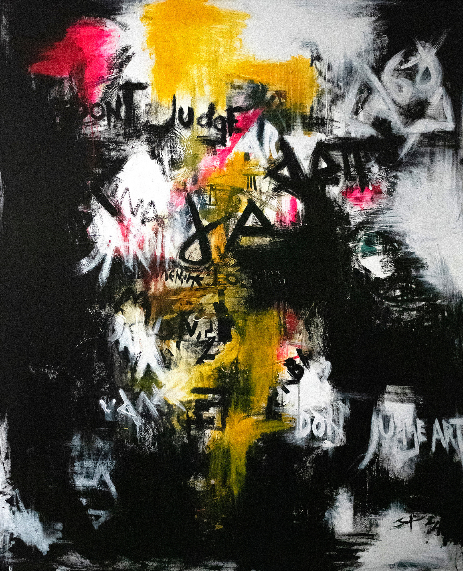 A Little Dog Judges Art, 2024 /48x60' / Mixed media