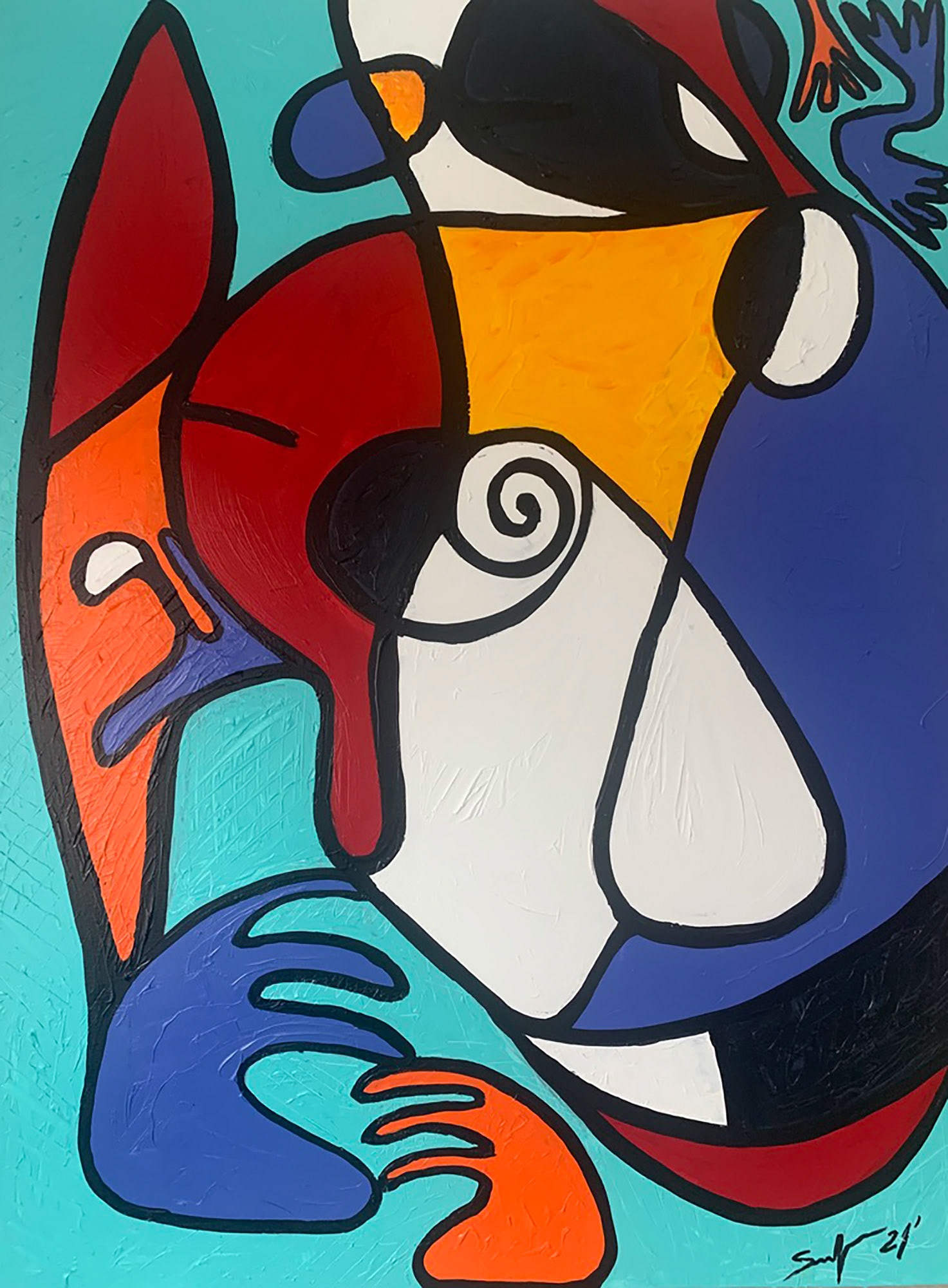 "THE FACE OF MIGRANT",  2021 / 48x36' / Acrylic on canvas