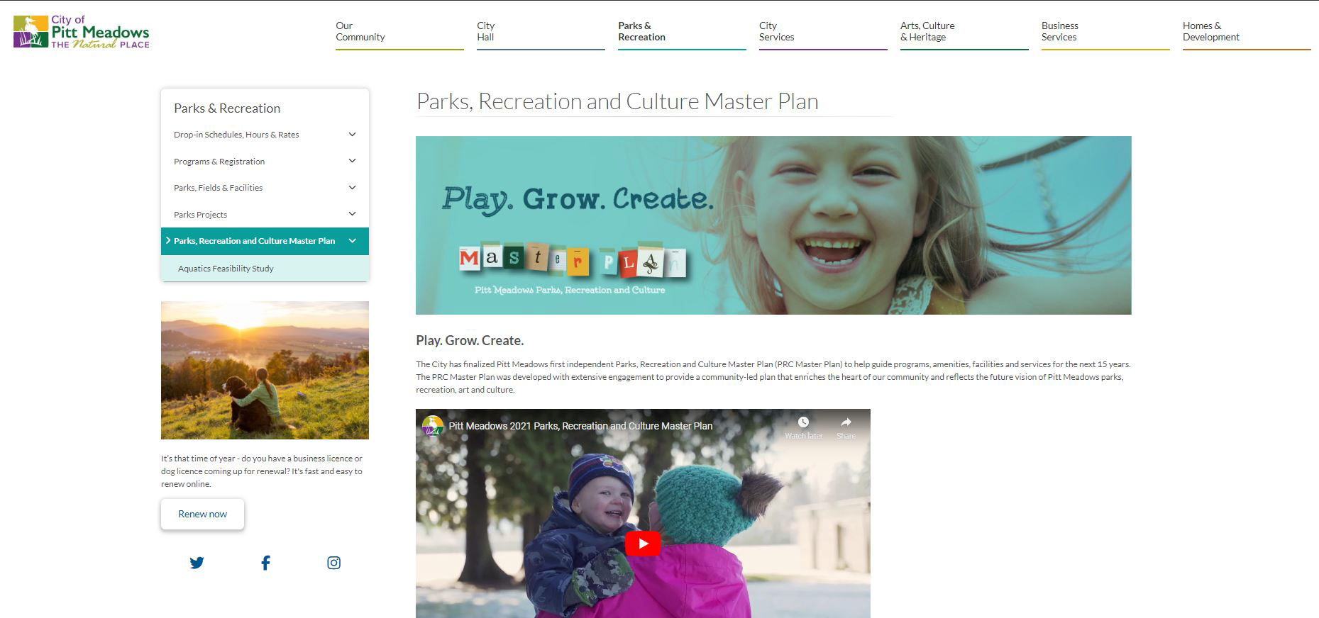 Website Banner and Video Content