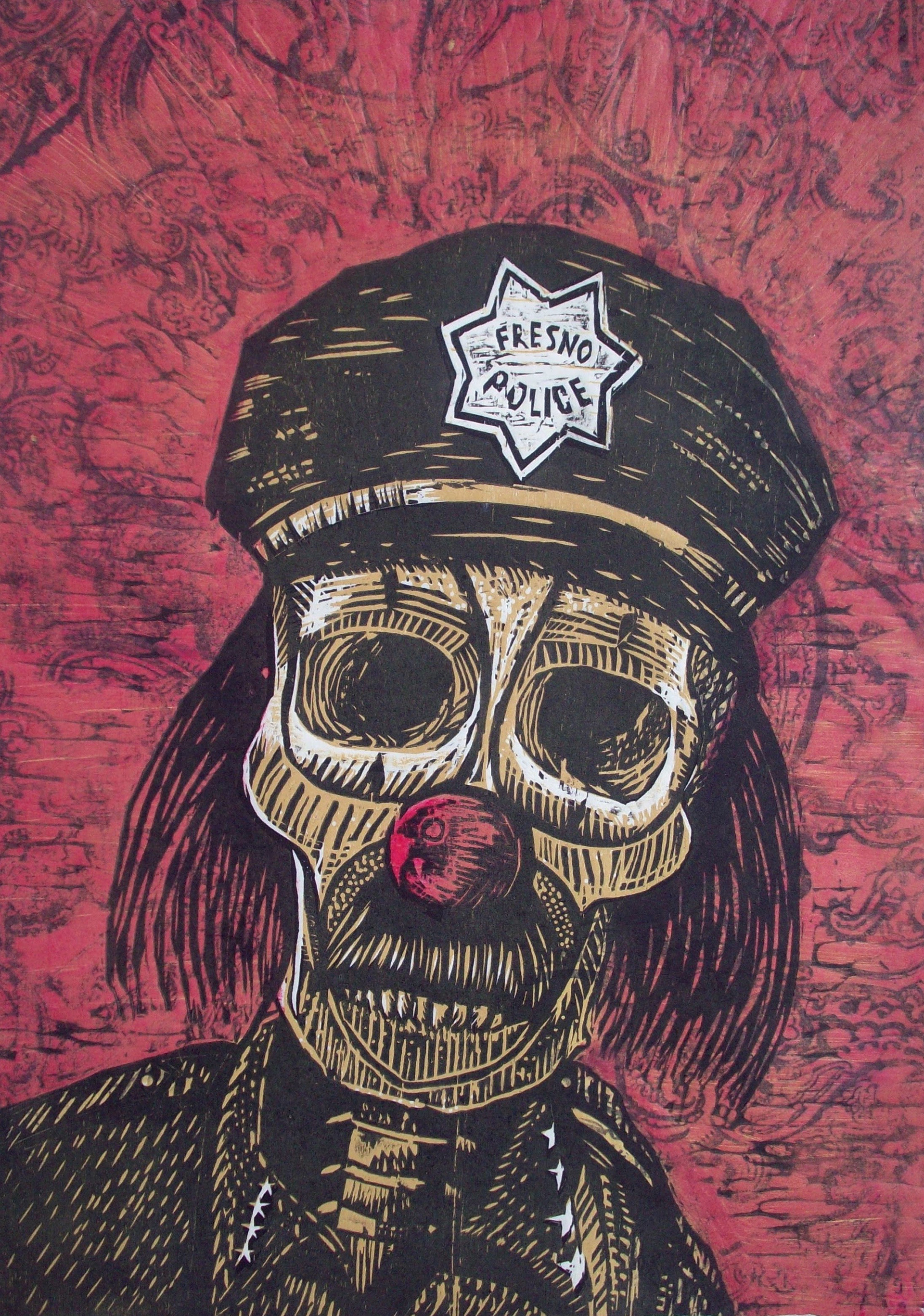 Funny Business, 2012, woodcut 11" x 17