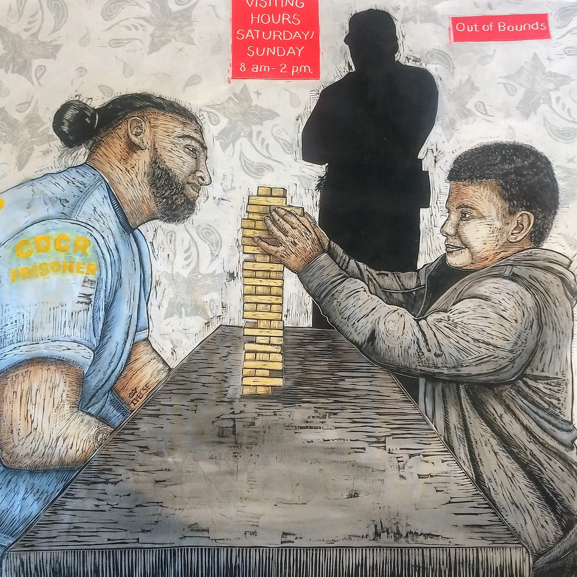Visiting Hours, 2019 woodcut