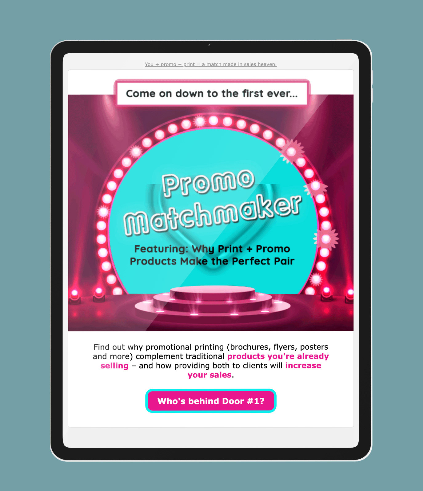 "Promo Matchmaker" Email Marketing mockup