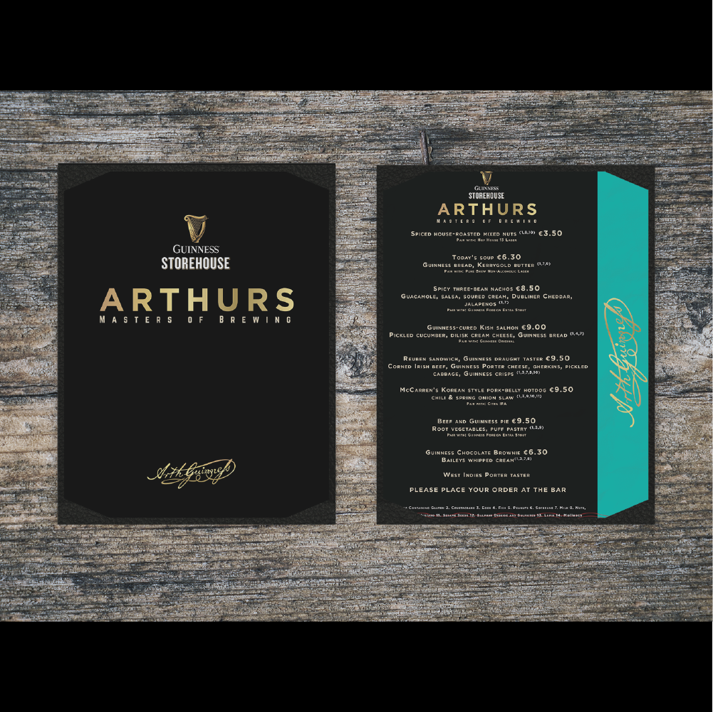 Arthurs Bar Menu