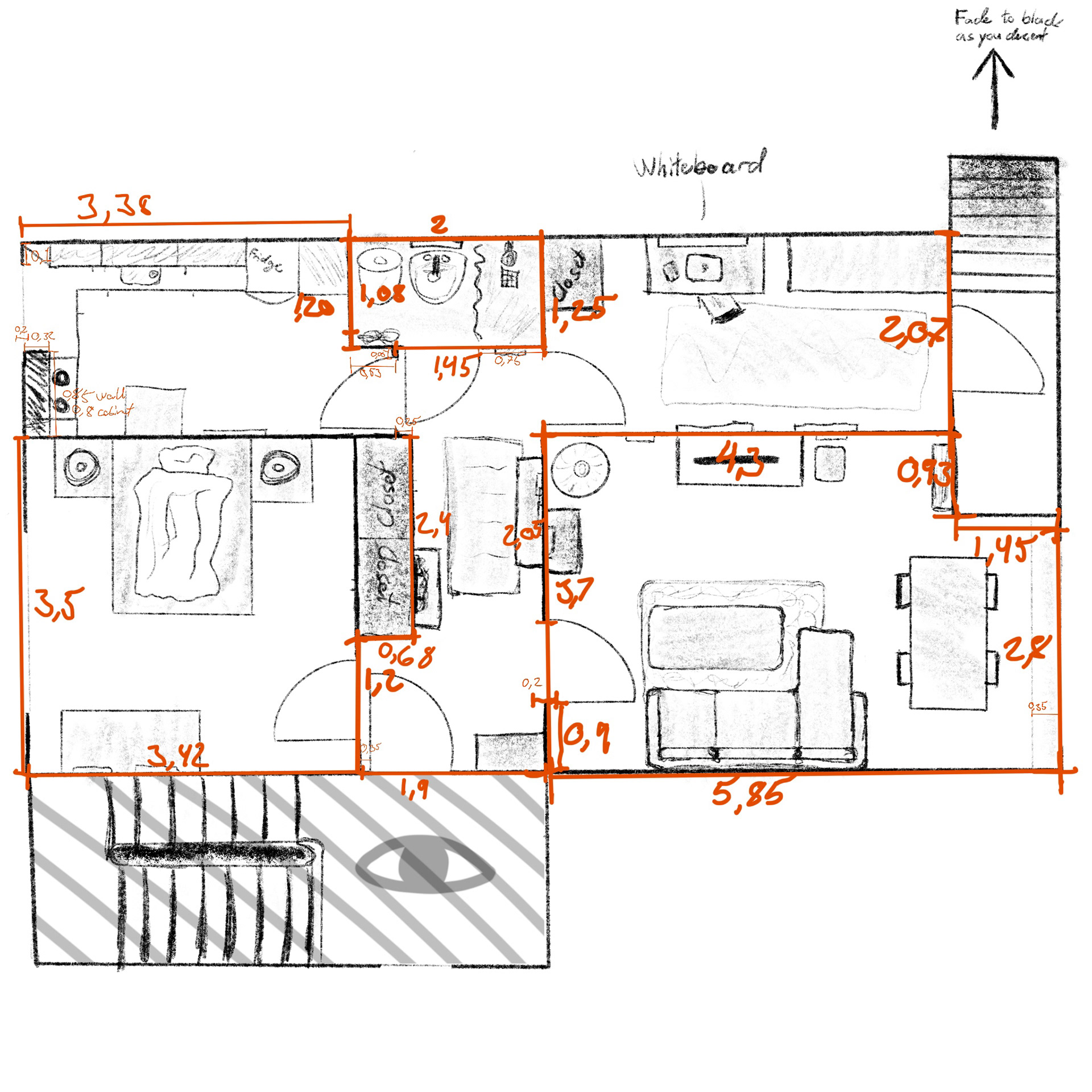 Sketch for the layout of apartment