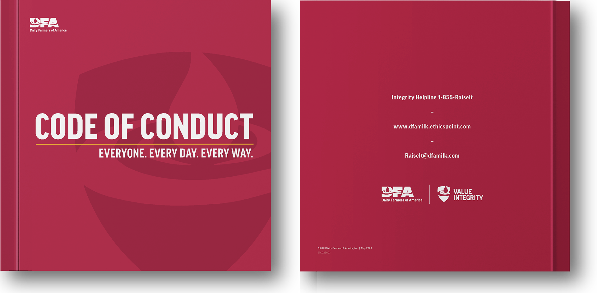 Front and back cover of the Code of Conduct.
