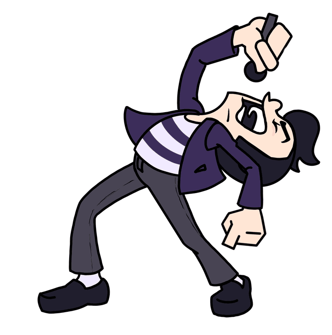 Now the cartoon man is dramatically head banging as he speaks.