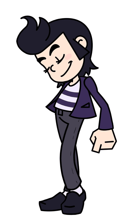 Cartoon man that looks similar to Elvis Presley.
