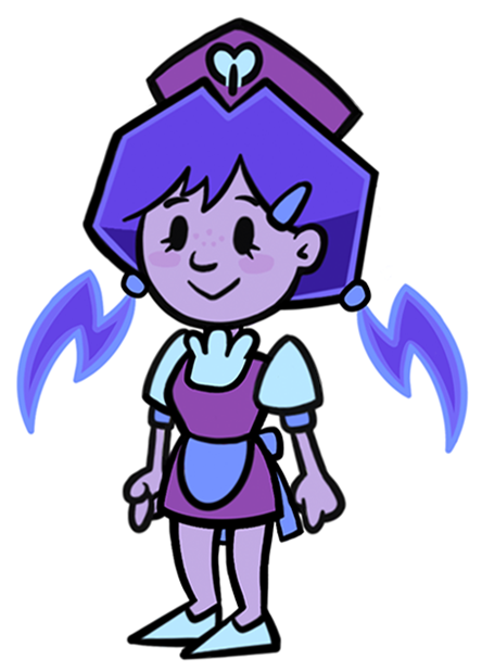 Cartoon girl that looks similar to Wendy, but with a purple color palette.