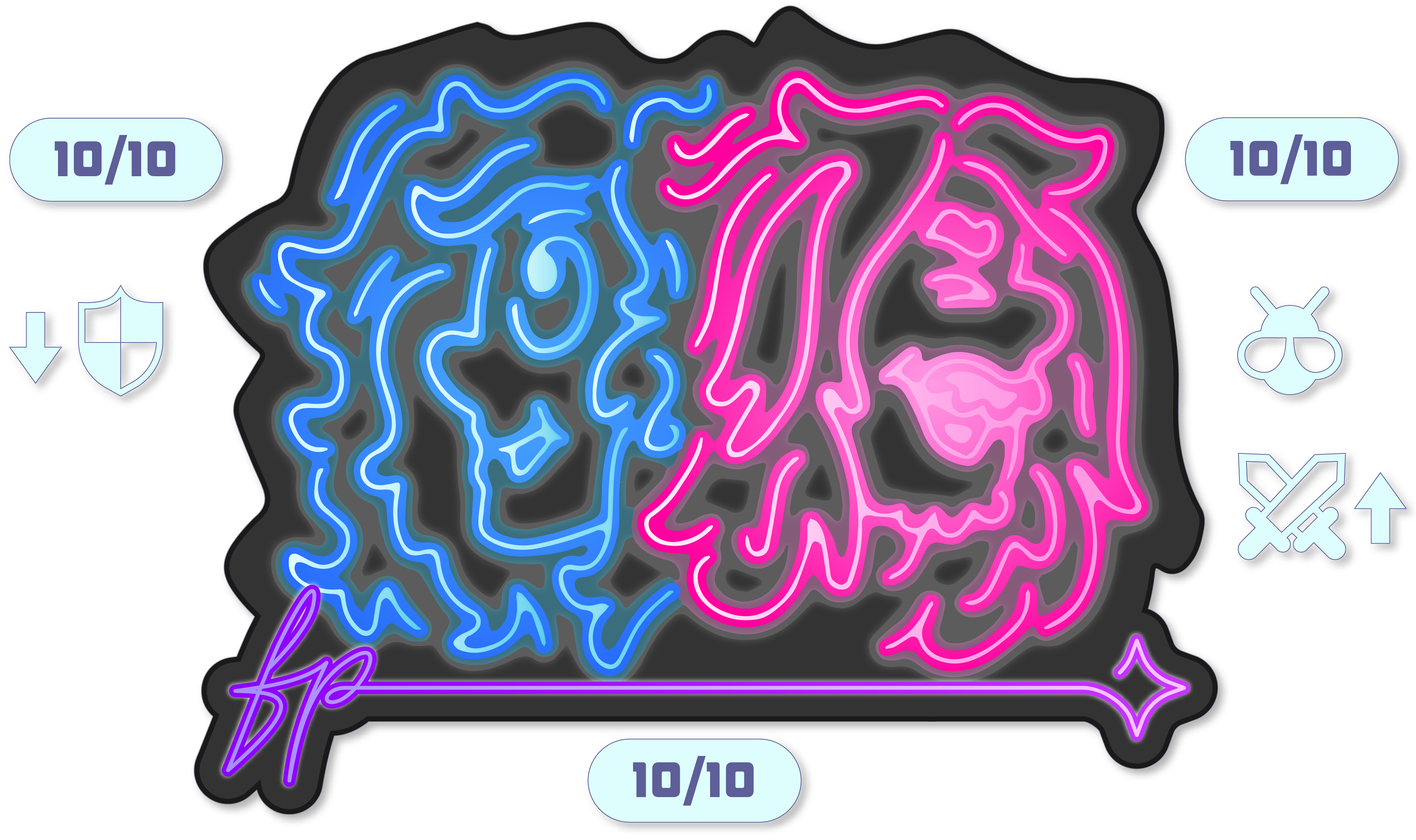 Blue and pink recolor of the stylized neon sign.