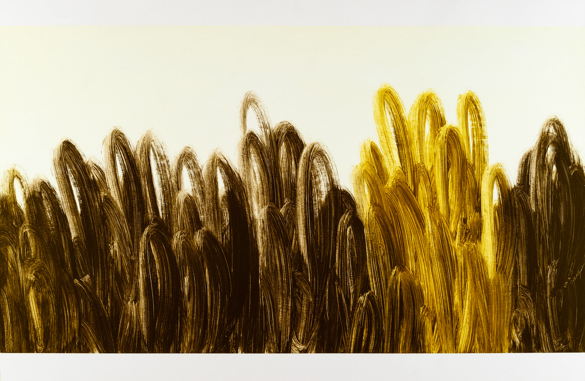 "Grass Yellow and Browns over Soft Primrose". 2011. 26"x 40" Acrylic on paper.