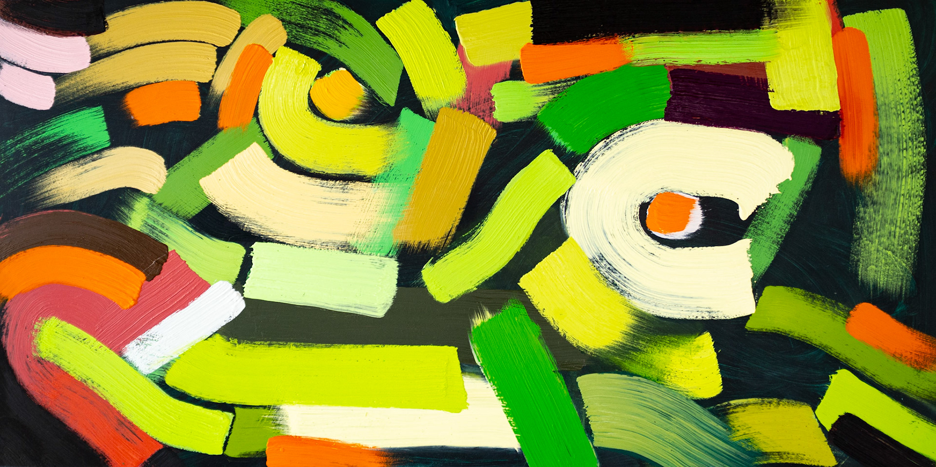 "Landscape" (Arboretum #21) 2014-15. Oil on panel. 18"x36".