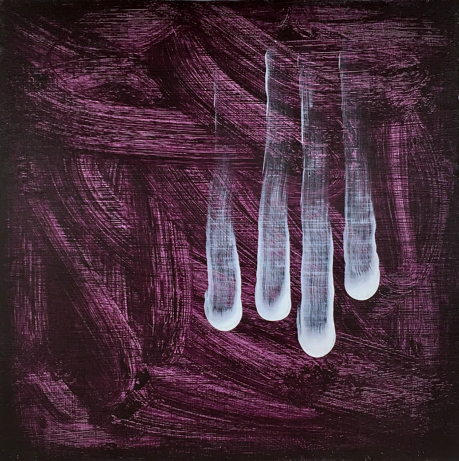 White falling on Night Purple. 2016. Acrylic on panel. 10" x 10". $250.