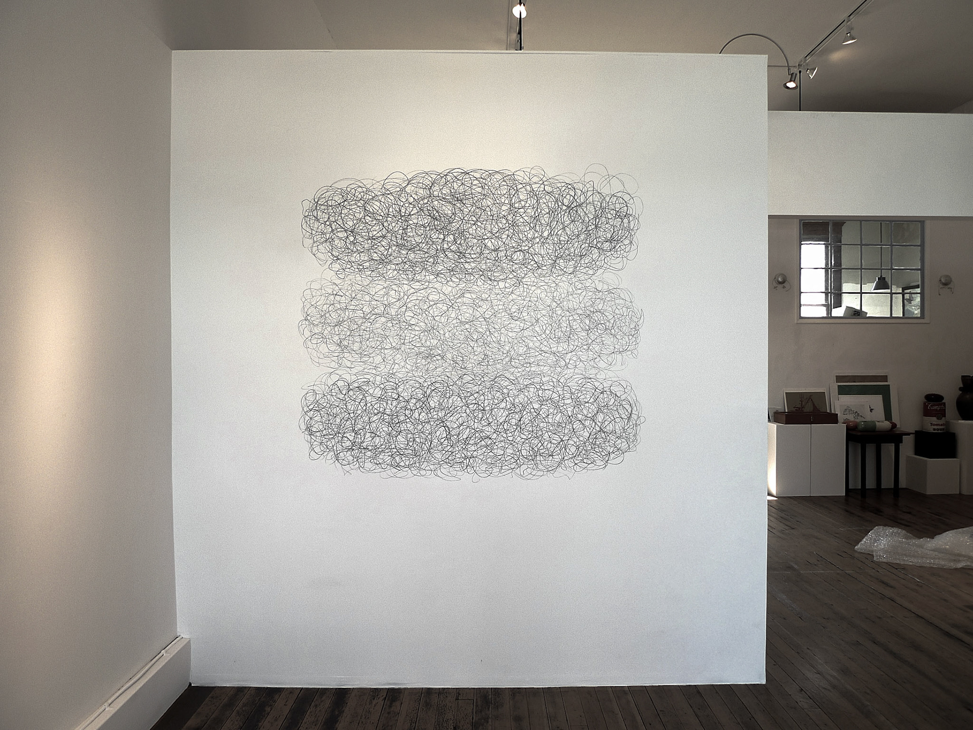 "Composition in 2B, 4B and 6B". Wall drawing. Anchor Art Space 2010.
