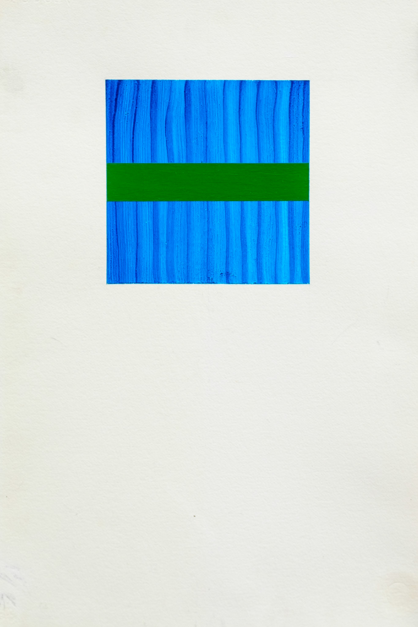 "Hiraeth" (Green over Blue). 2005-2020. Acrylic on Arches paper. 22"x15".