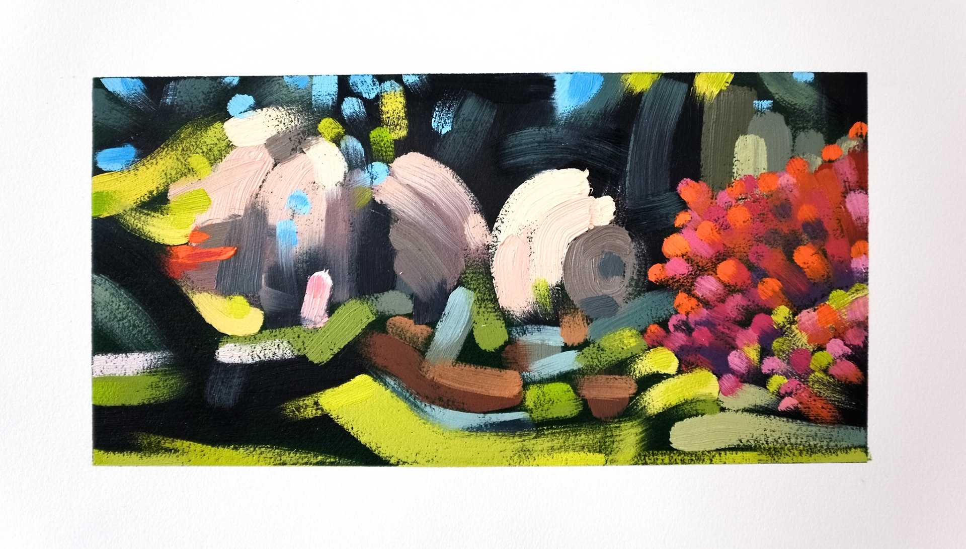 "Landscape" (Arboretum #25). 2015. Oil on Arches oil paper. 11"x22".