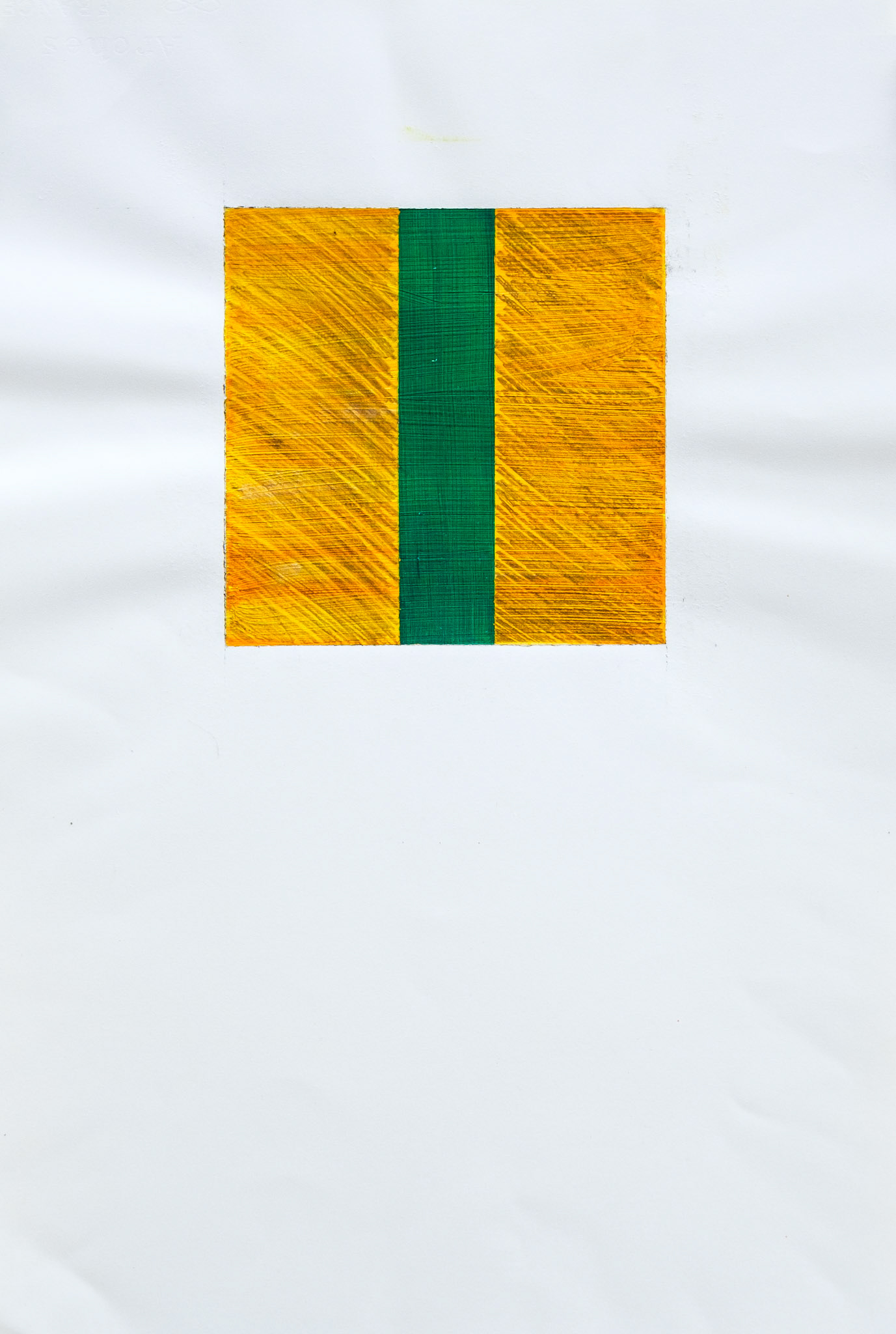 "Hiraeth" (Green over Gold). 2005-2020. Acrylic and pencil on Arches paper. 22"x15".