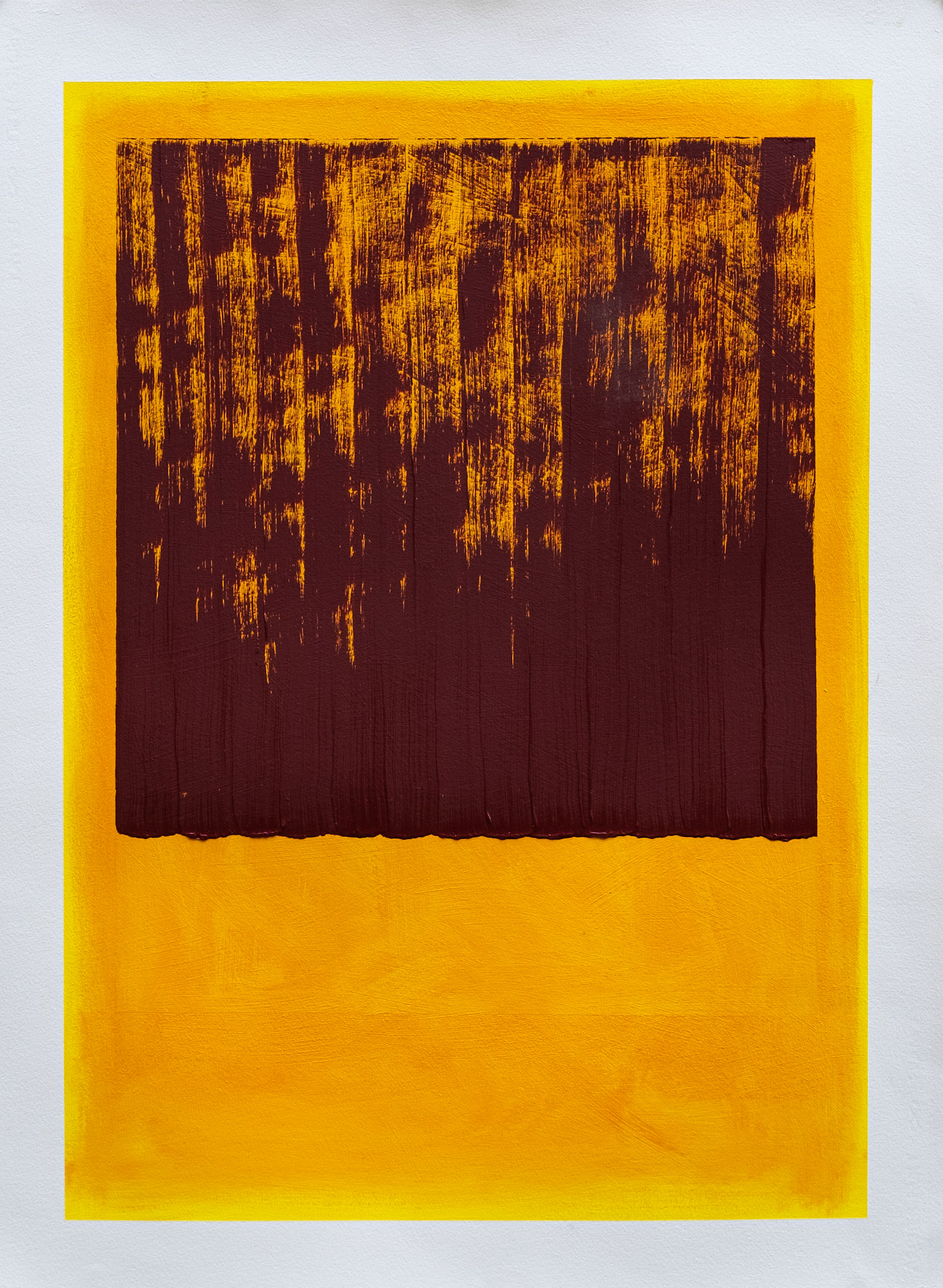 "Mars Violet falling on Orange". 2020. Oil on Arches Oil paper. 30" x 22".