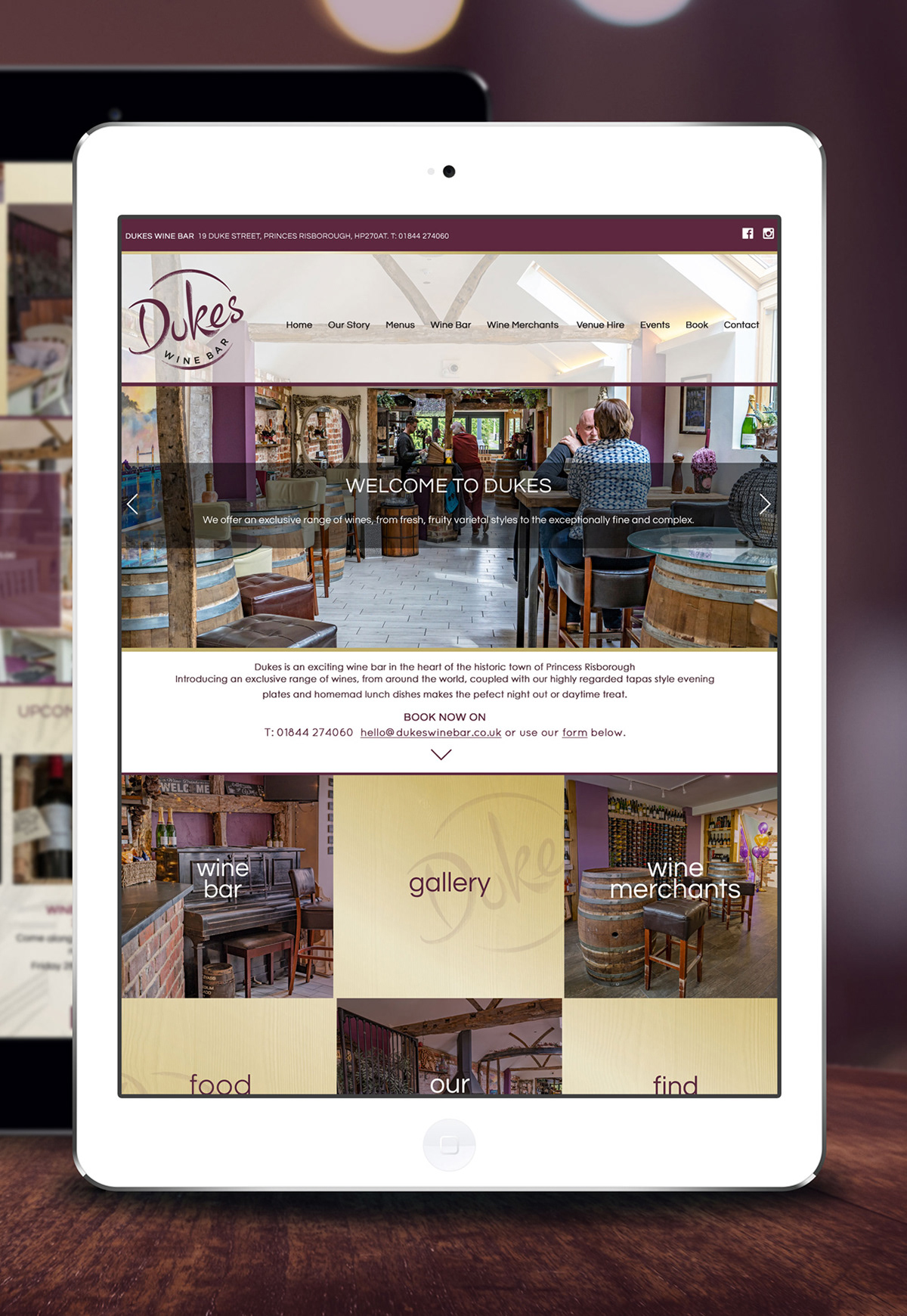 Dukes Wine Bar Website Design