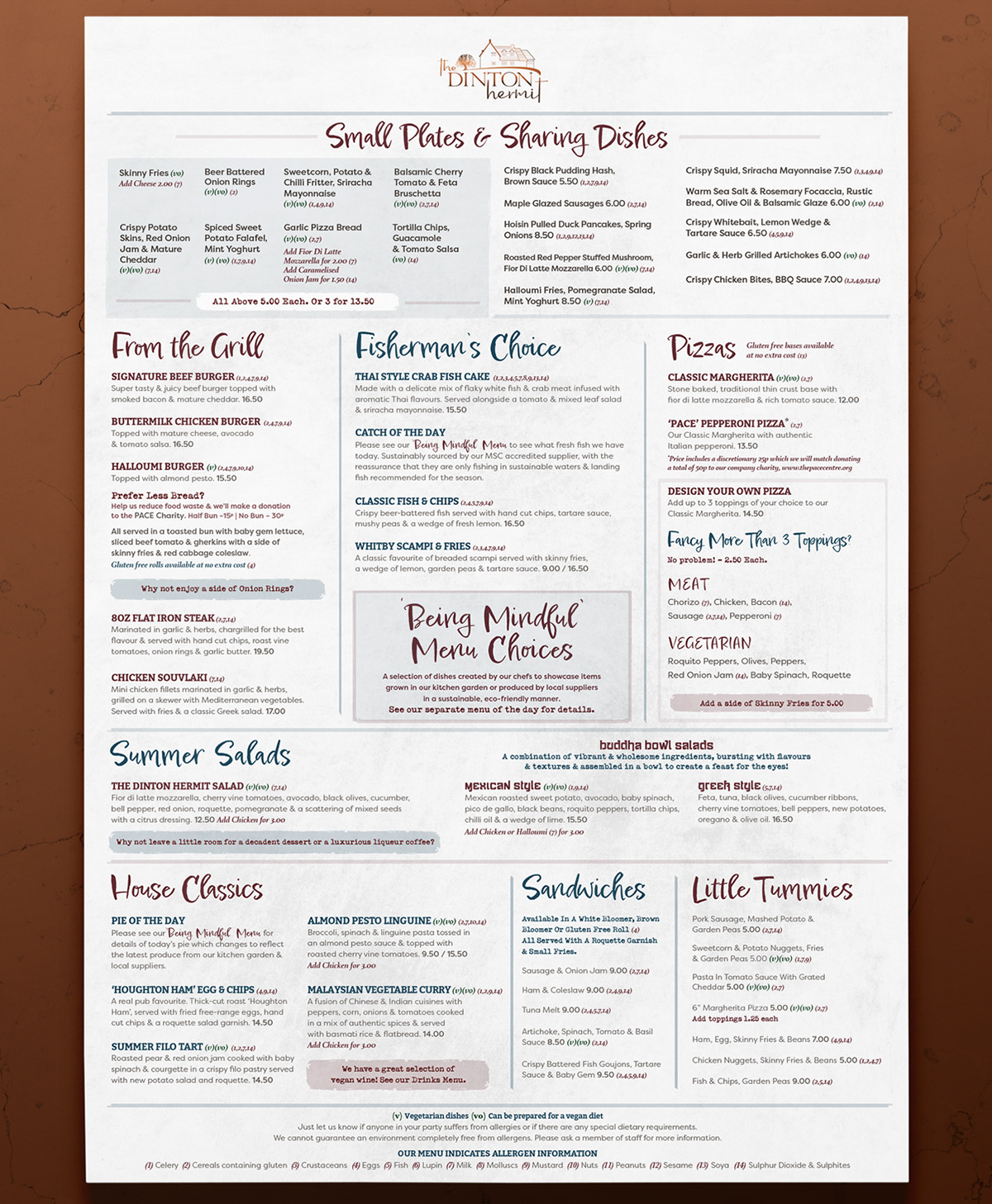 The Dinton Hermit Menu Design