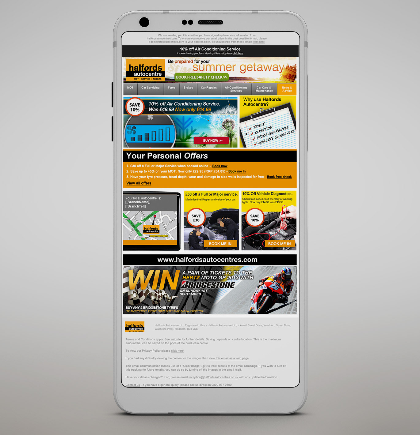 Halfords Autocentres Email Designs