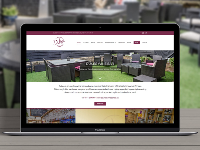 Dukes Wine Bar Website Design