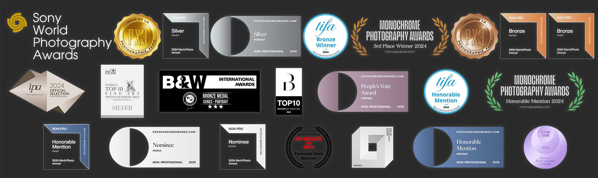 Piotr Skubisz photography awards and honors badges from 2024 and 2025