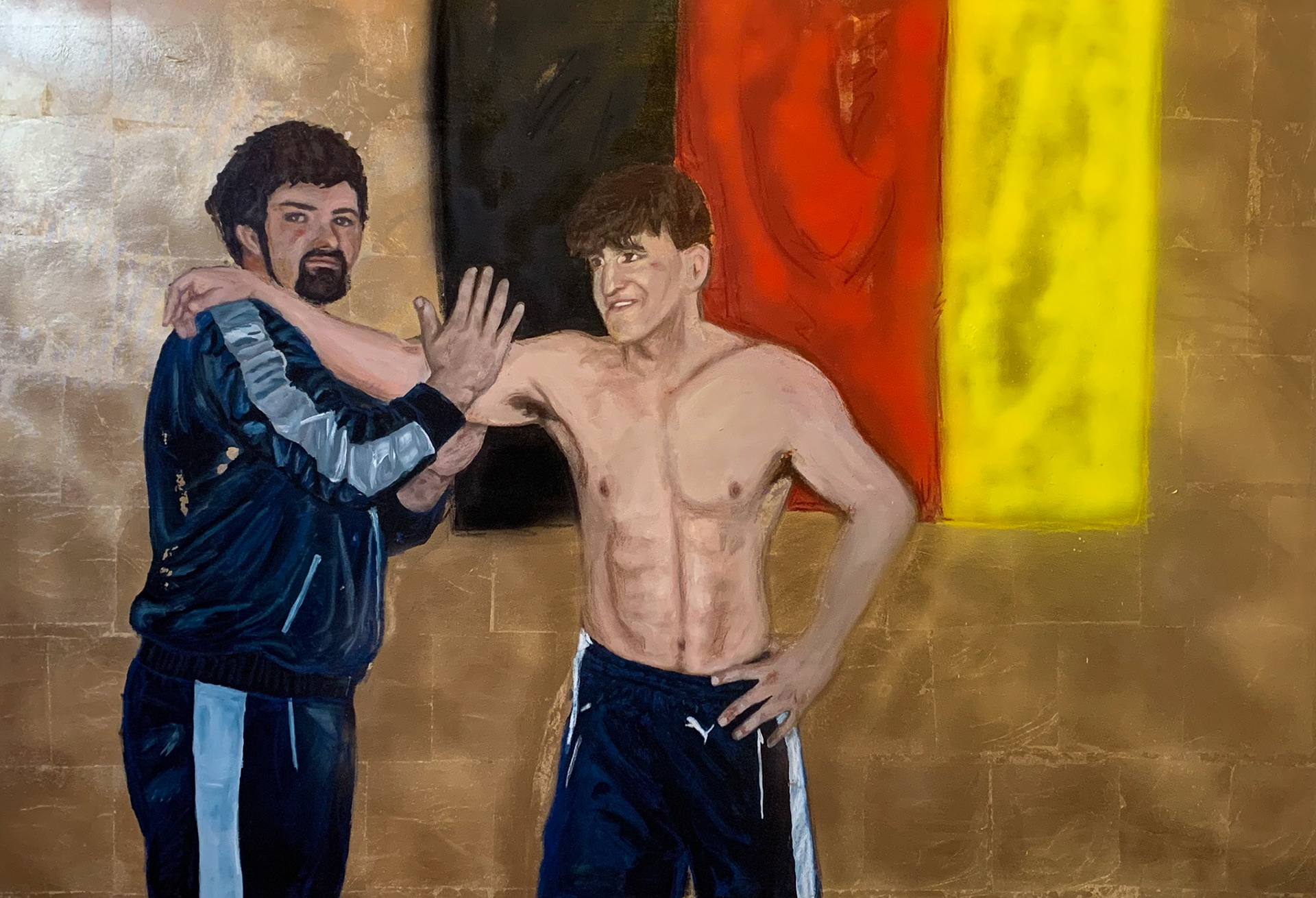 100 x 150 cm, Acryl und Schlagmetall in Gold