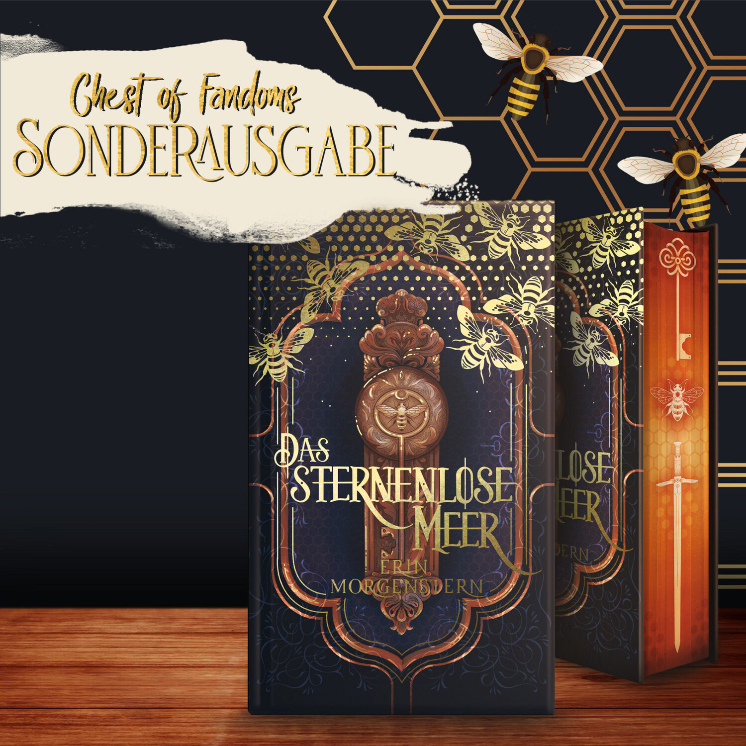 Dustjacket with gold foiling and sprayed edges for German language edition of The Starless Sea