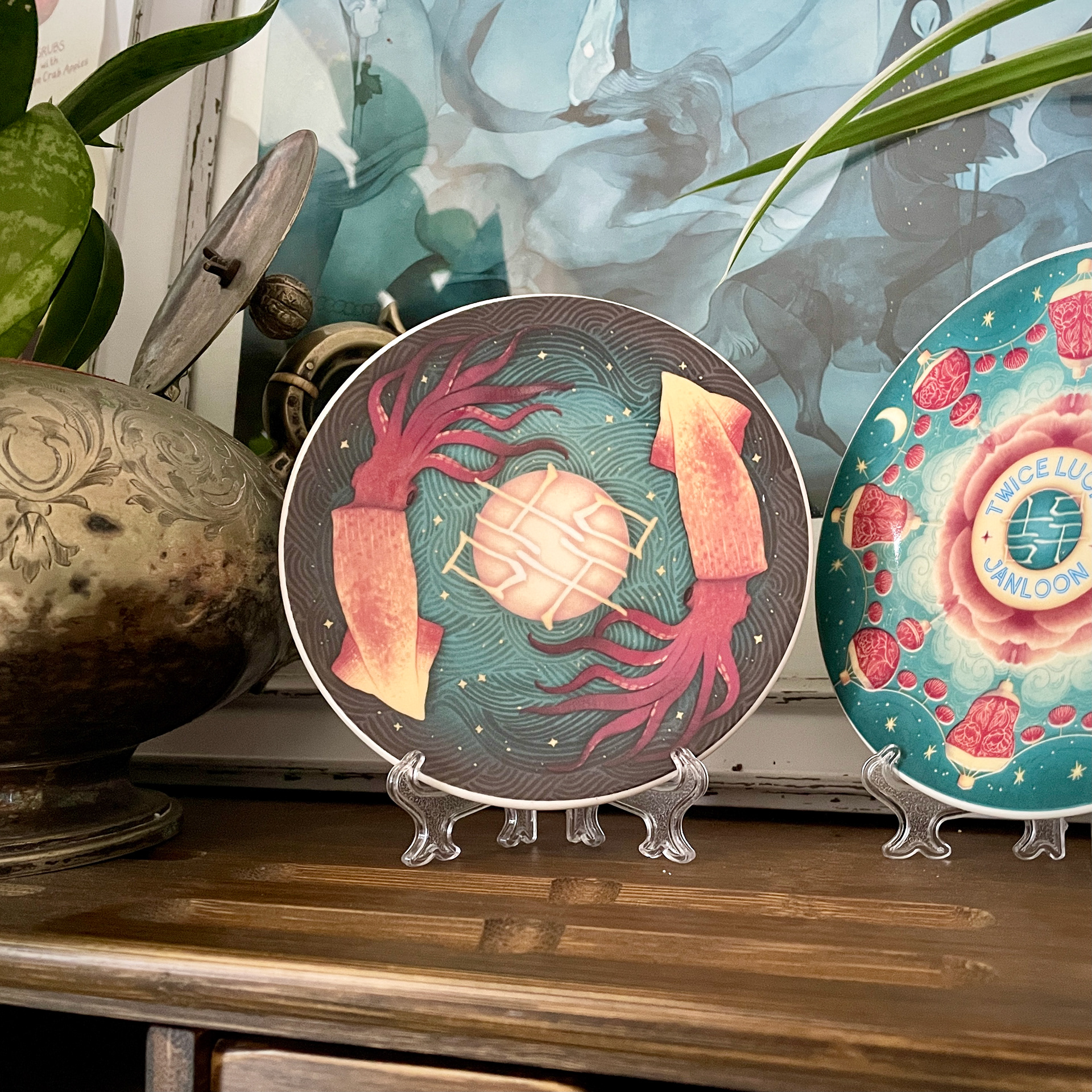 Commemorative plates inspired by the Jade City by Fonda Lee