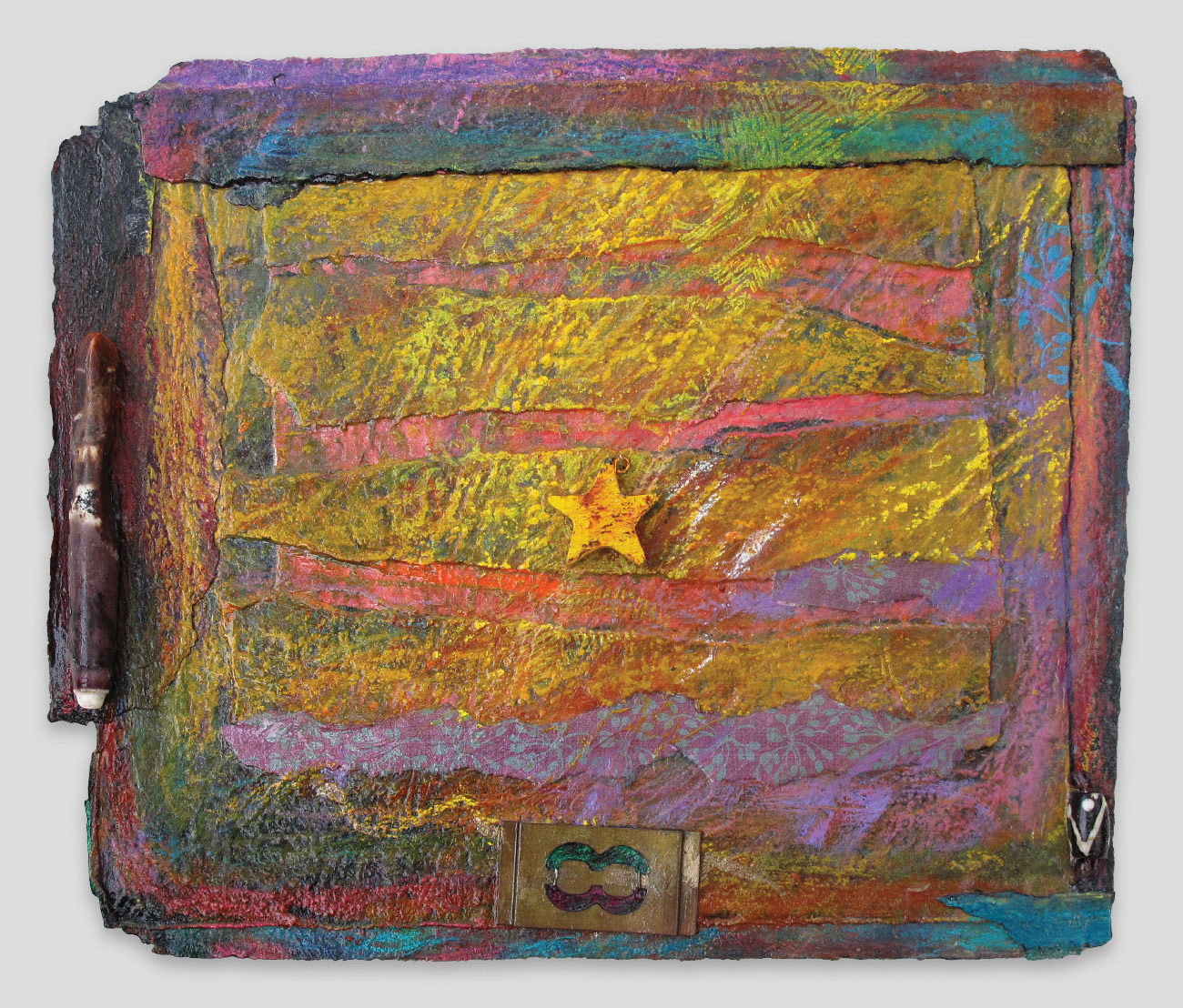 "To Infinity & Beyond" | mixed media & assemblage on black Arches cover | 6.75" x 8" | 2015 | SOLD