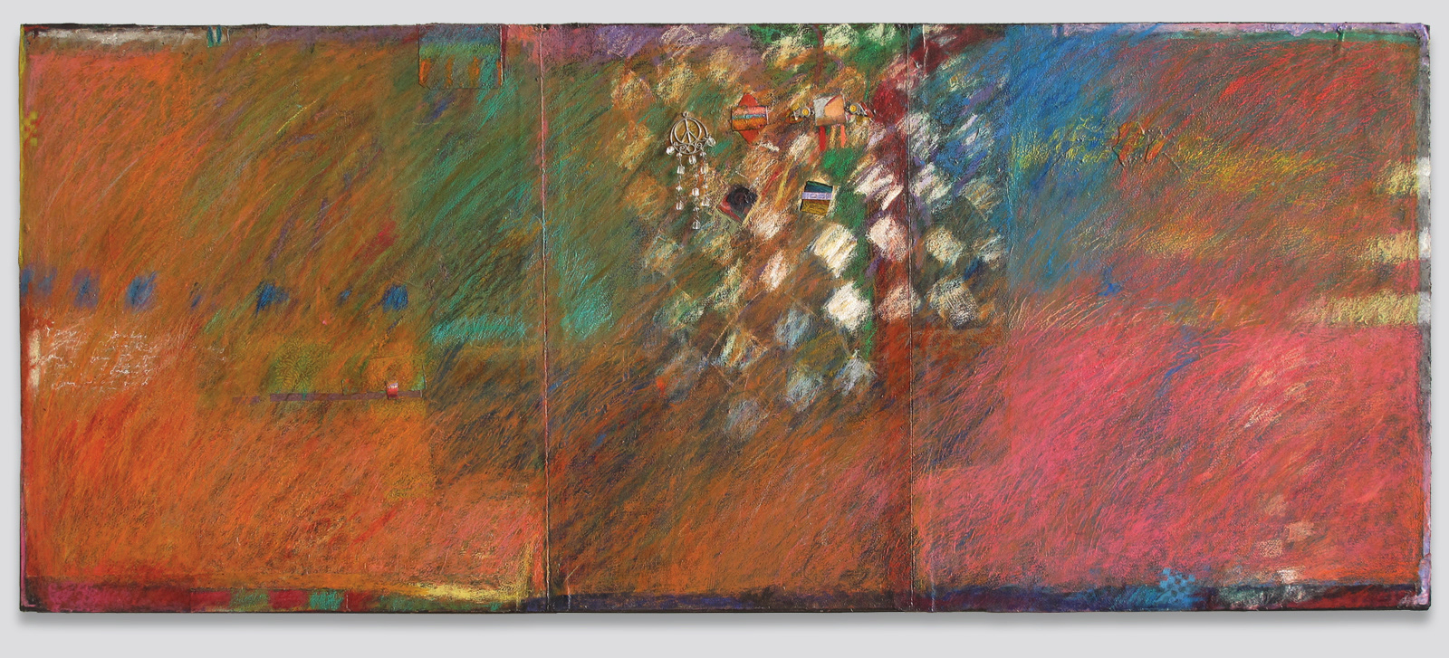 "The Admirals Coat" | mixed media, collage & small objects on panel | 25.25" x 60.5" x 1.5" | 2014